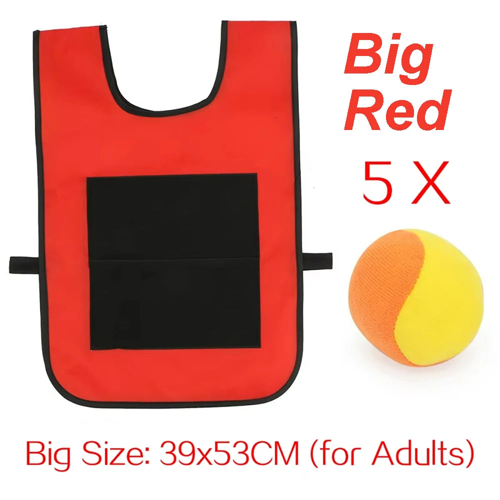 Sticky Dodge Ball Game Vest Outdoor Sports Toy Jersey Fabric Props Throw Catch Soft Fleece Balls Safe for Kids Teens Adults Quick Pick Grocers